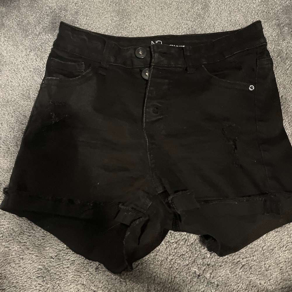 Black high rise jean shorts